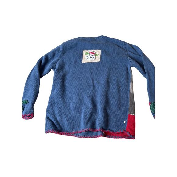 Cherokee Christmas Sweater Patchwork Style Sz M Womans Embellished Cotton blend - Picture 7 of 7